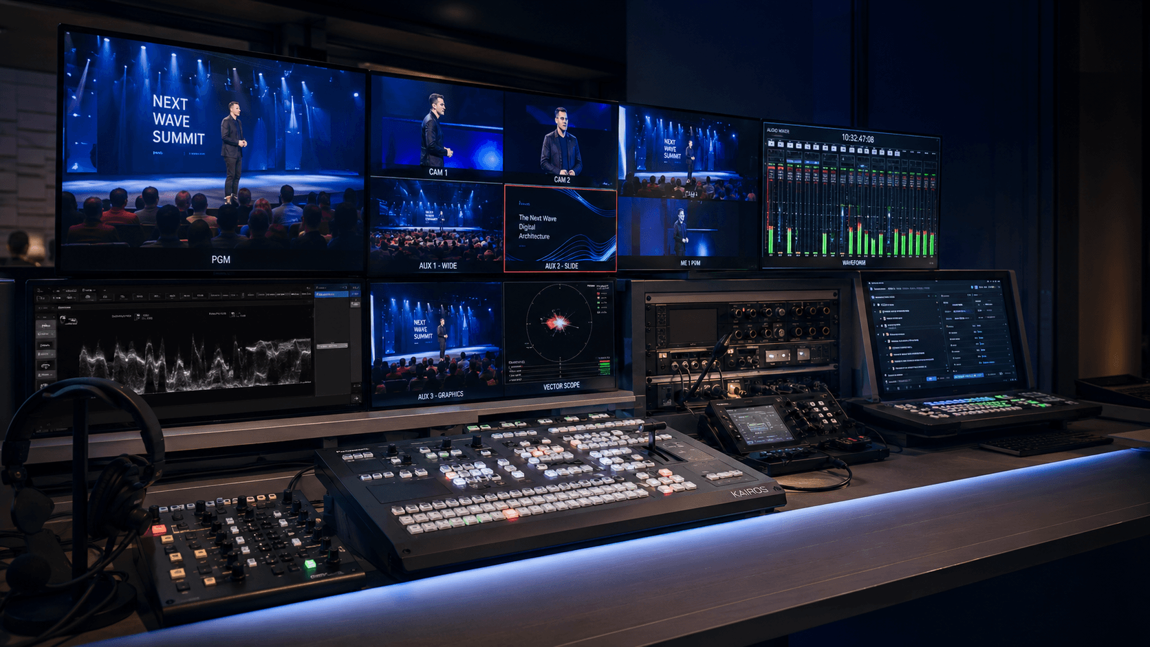 Consola multicámara ATEM — streaming en vivo VPS Agencia